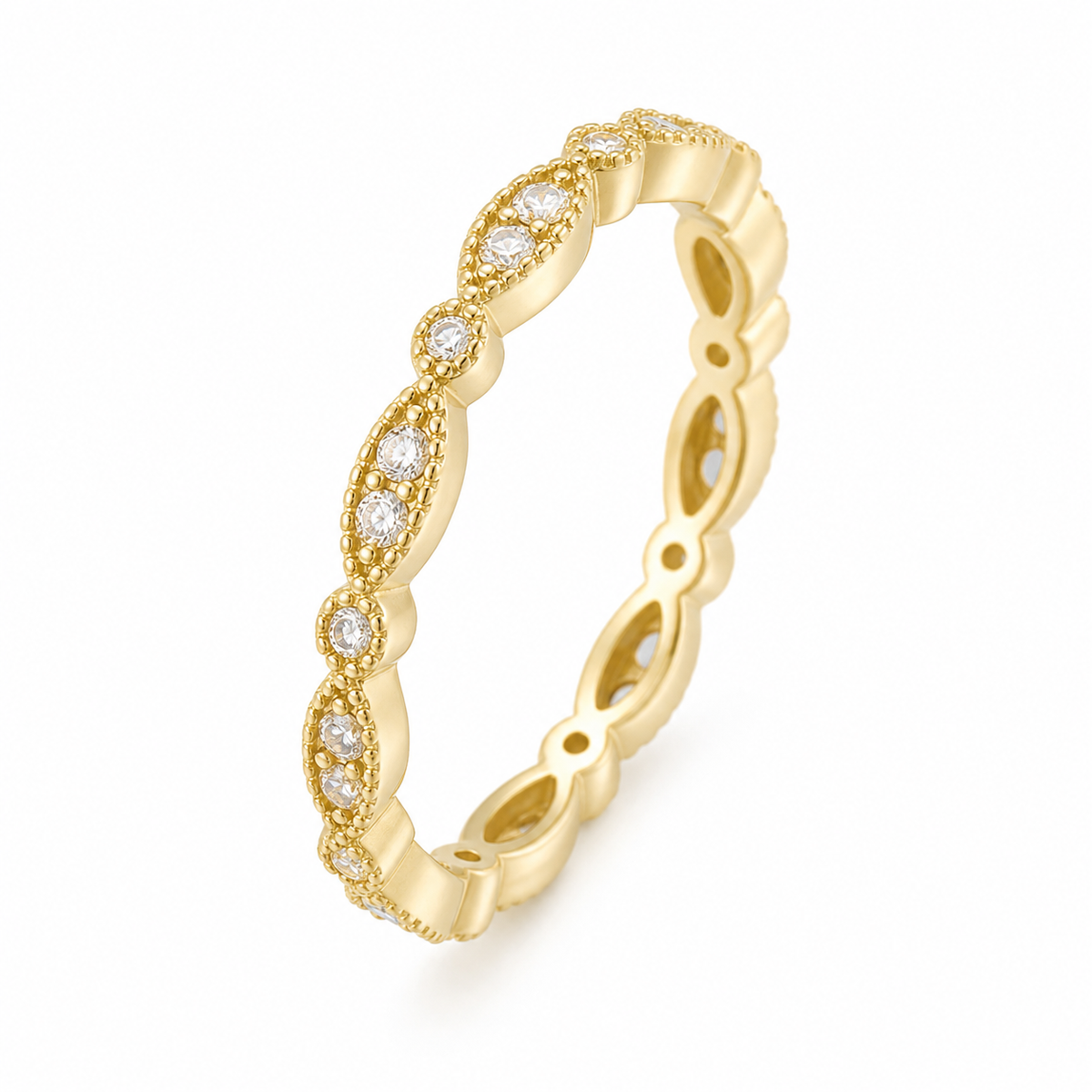 Vowmira Taylor men's leaf diamond accent band, front three-quarter view
