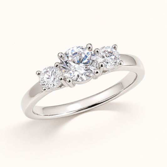 Vowmira three-stone lab-grown diamond ring