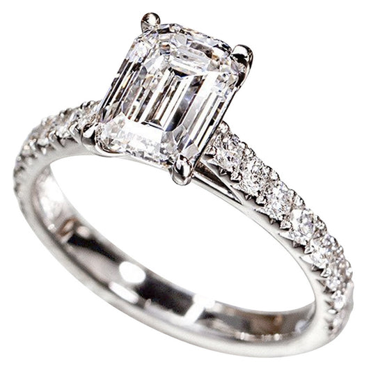 Vowmira Vienna Éclat white-silver emerald-cut cathedral pavé lab-grown diamond ring, exact 1688 SKU