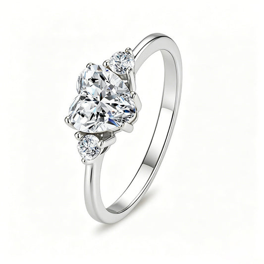 Vowmira Wellsley heart-cut round-side three-stone lab-grown diamond ring, exact white supplier SKU