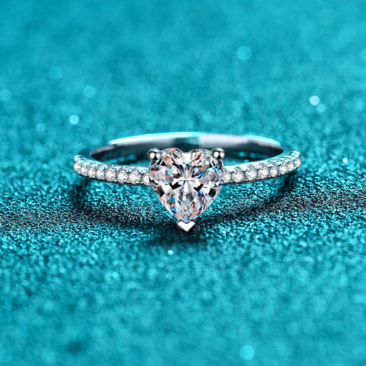 Vowmira Zara Amour white-silver 2 ct. heart-cut three-prong pavé lab-grown diamond ring, exact 1688 SKU
