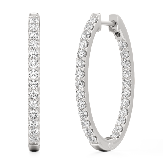 1 - 5 ct. Minimalist Oval Lab-Grown Diamond Hoops - Main View - Vowmira lab-grown diamond jewelry