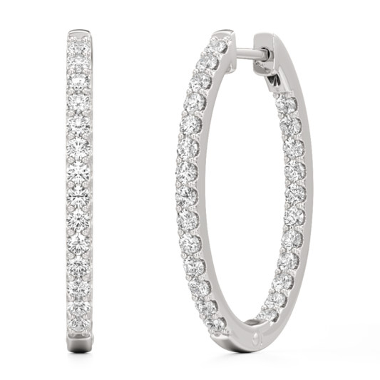 1 - 5 ct. Minimalist Oval Lab-Grown Diamond Hoops - Main View - Vowmira lab-grown diamond jewelry