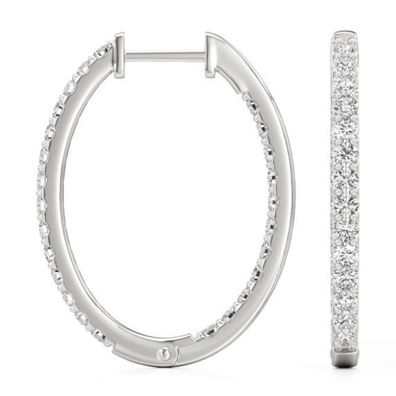 1 - 5 ct. Minimalist Oval Lab-Grown Diamond Hoops - Detail View - Vowmira lab-grown diamond jewelry