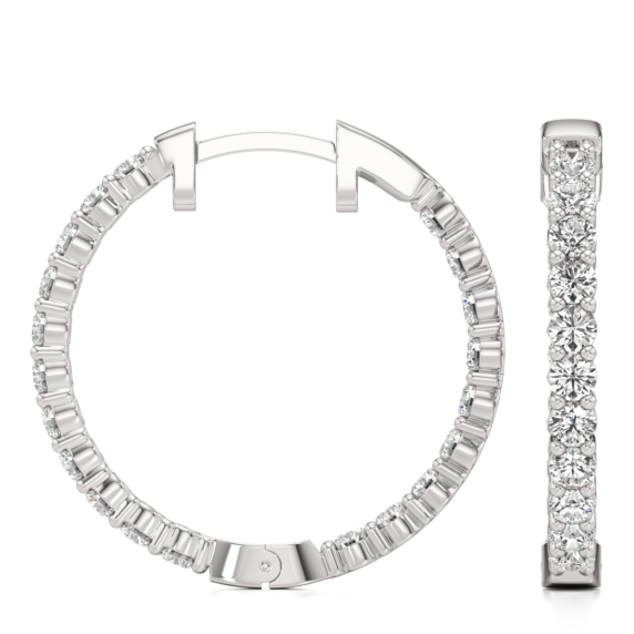 Classic Inside-Out Lab-Grown Diamond Hoops - Side View - Vowmira lab-grown diamond jewelry