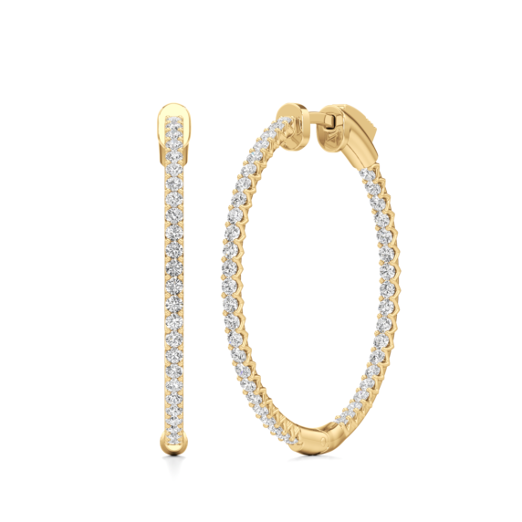 1 - 5 ct. Minimalist V Edge Inside Out Lab-Grown Diamond Hoops - Main View