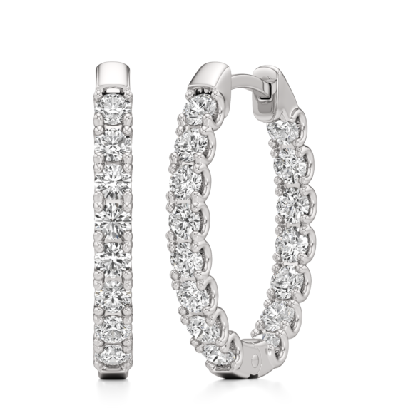 Inside Out Oval Lab-Grown Diamond Hoops - Main View