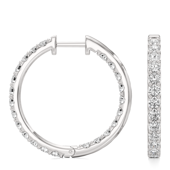 Caprice Inside Out Lab-Grown Diamond Hoops - Side View - Vowmira lab-grown diamond jewelry