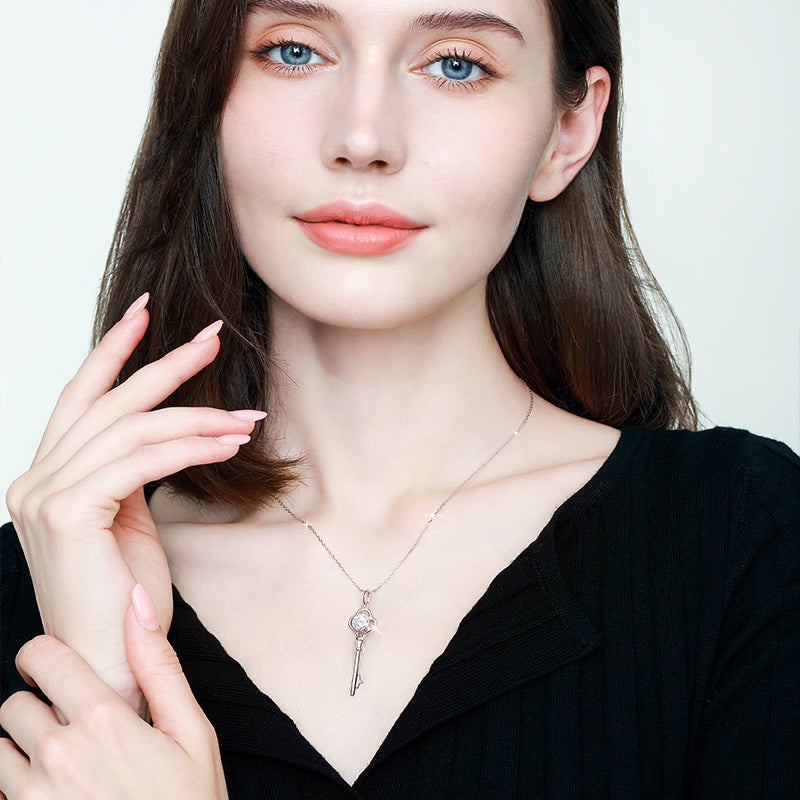 The Key Lab-Grown Diamond Pendant Necklace - Lifestyle View - Vowmira lab-grown diamond jewelry