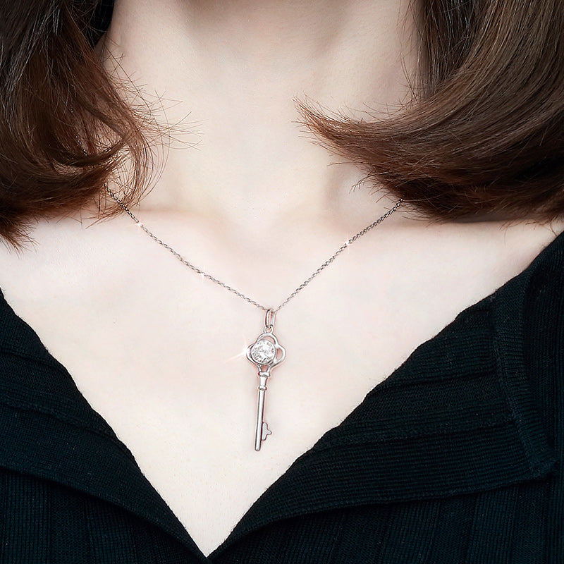 The Key Lab-Grown Diamond Pendant Necklace - Close-up View