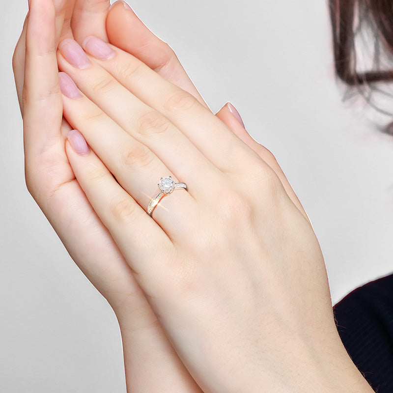 Half of My Kingdom 1 Carat Lab-Grown Diamond Halo Ring - 925 Sterling Silver - Lifestyle View - Vowmira lab-grown diamond jewelry