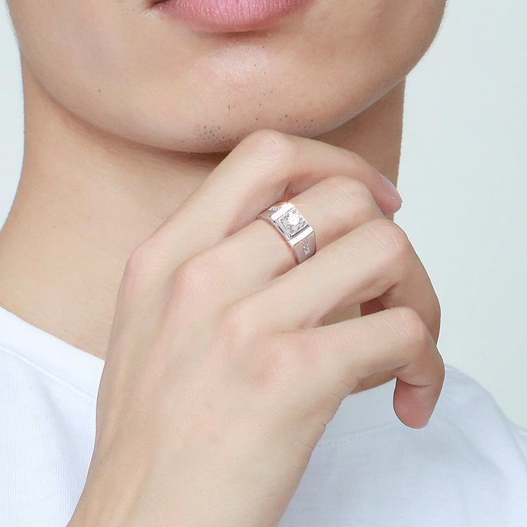 Gentleman 1 Carat Lab-Grown Diamond Open Ring - 925 Sterling Silver - View 6 - Vowmira lab-grown diamond jewelry