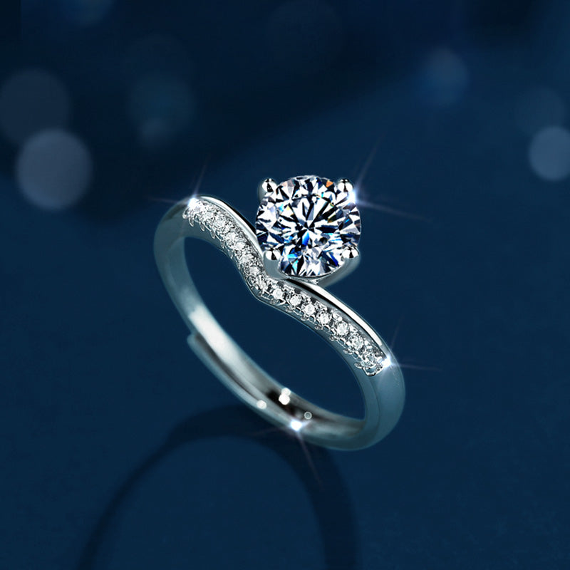 Crown of Princess 1 Carat Lab-Grown Diamond Ring - 925 Sterling Silver - Detail View - Vowmira lab-grown diamond jewelry