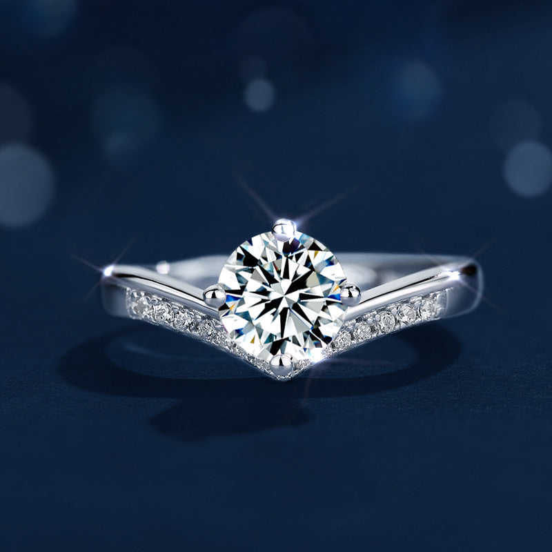 Crown of Princess 1 Carat Lab-Grown Diamond Ring - 925 Sterling Silver - Side View - Vowmira lab-grown diamond jewelry