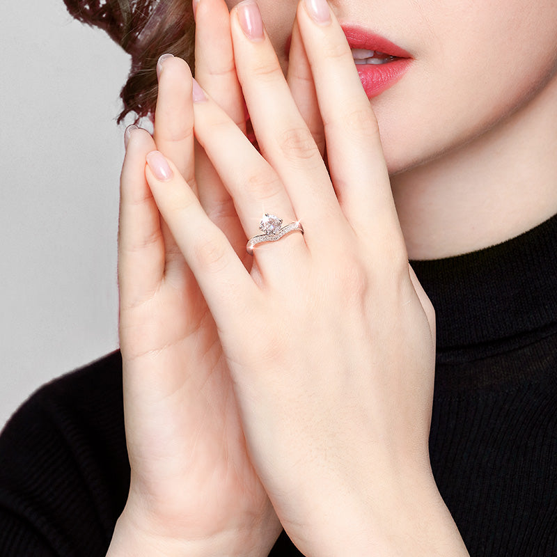 Crown of Princess 1 Carat Lab-Grown Diamond Ring - 925 Sterling Silver - Lifestyle View - Vowmira lab-grown diamond jewelry