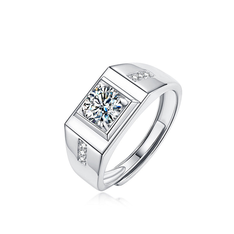 Gentleman 1 Carat Lab-Grown Diamond Open Ring - 925 Sterling Silver - Main View