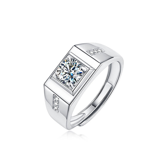Gentleman 1 Carat Lab-Grown Diamond Open Ring - 925 Sterling Silver - Main View - Vowmira lab-grown diamond jewelry