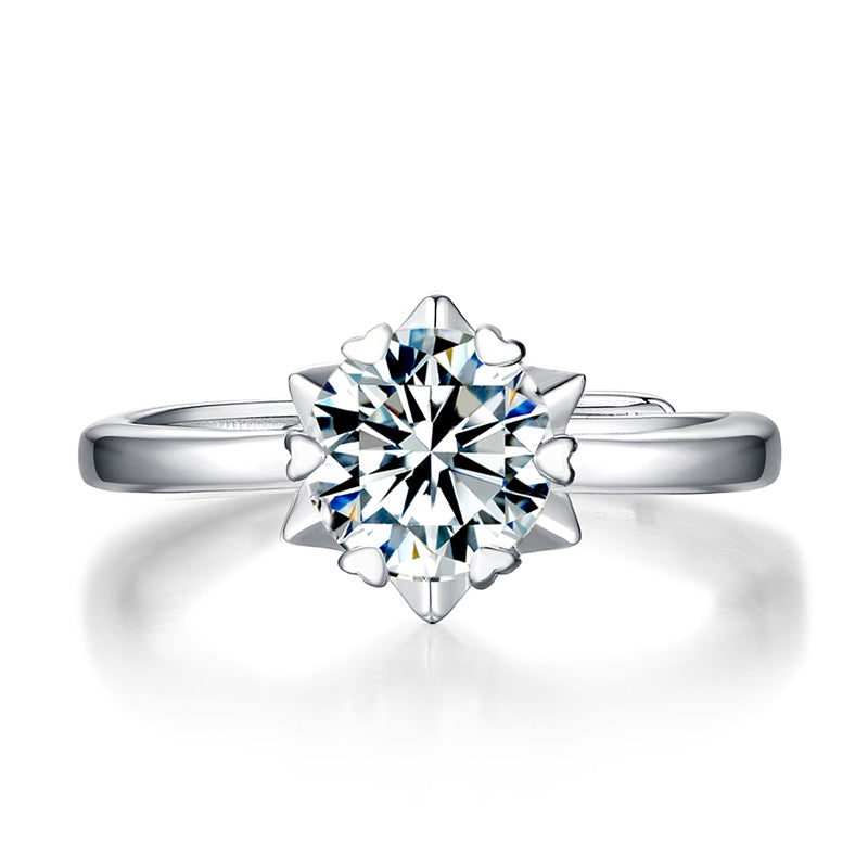 Star of Promise · 1 Carat Lab-Grown Diamond Promise Ring · Adjustable 925 Sterling Silver - Side View - Vowmira lab-grown diamond jewelry