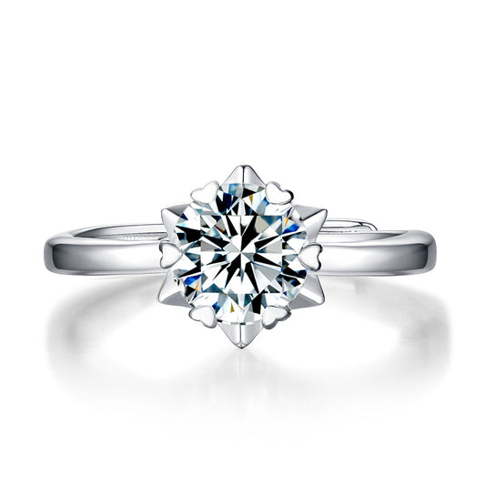 Star of Promise · 1 Carat Lab-Grown Diamond Promise Ring · Adjustable 925 Sterling Silver - Side View - Vowmira lab-grown diamond jewelry