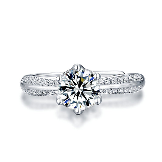 Half of My Kingdom 1 Carat Lab-Grown Diamond Halo Ring - 925 Sterling Silver - Main View - Vowmira lab-grown diamond jewelry